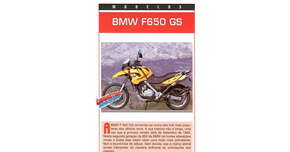 FICHE MOTO BMW F650 GS